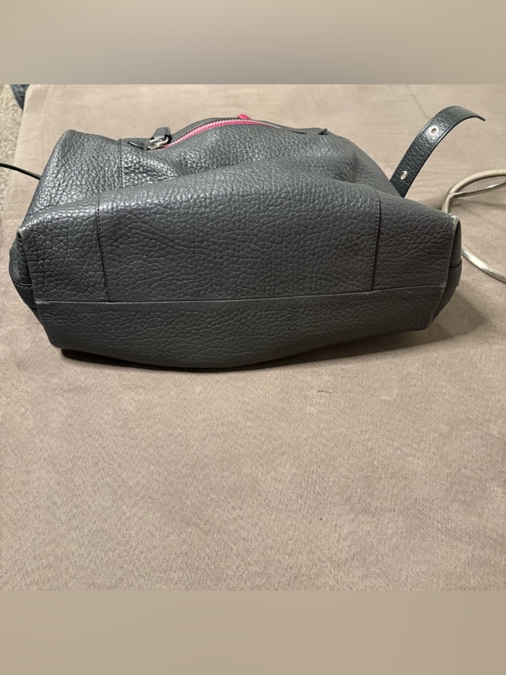 COACH Legacy Graphite Berry/ Grey Textured Leather "Molly" Satchel Bag #21140 - Picture 8 of 12